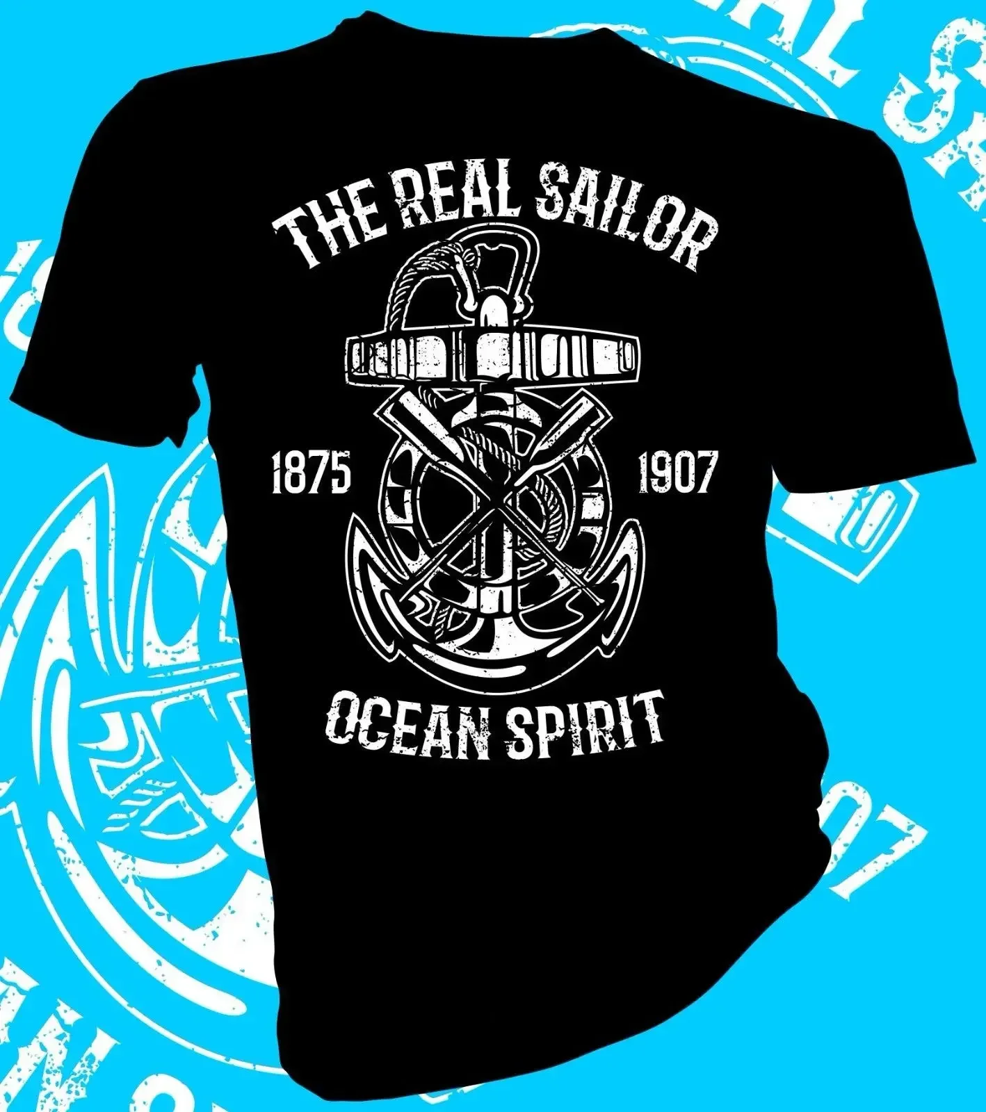 100% Cotton Print Mens Summer O-Neck The Real Sailor, Navy Adult Unisex T-Shirt Tee Shirt