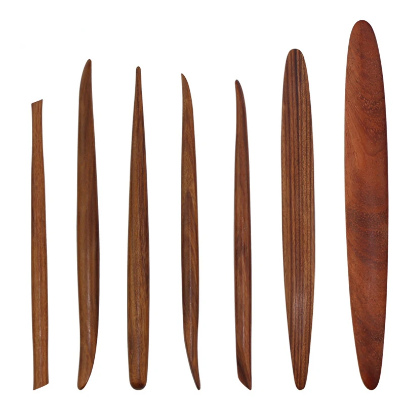 

7 Mahogany Clay Tools Sculpture Hand-made Finely Carved Colored Oil Mud Soft Clay Pottery Tool Color Mud Clay Knife