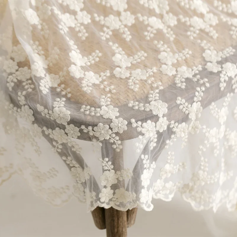 Embroidered Mesh Lace Fabric Soft Clothing Wedding Veil Hanfu Background Decorative Tablecloth Diy Fashion Sewing Cloth By Meter