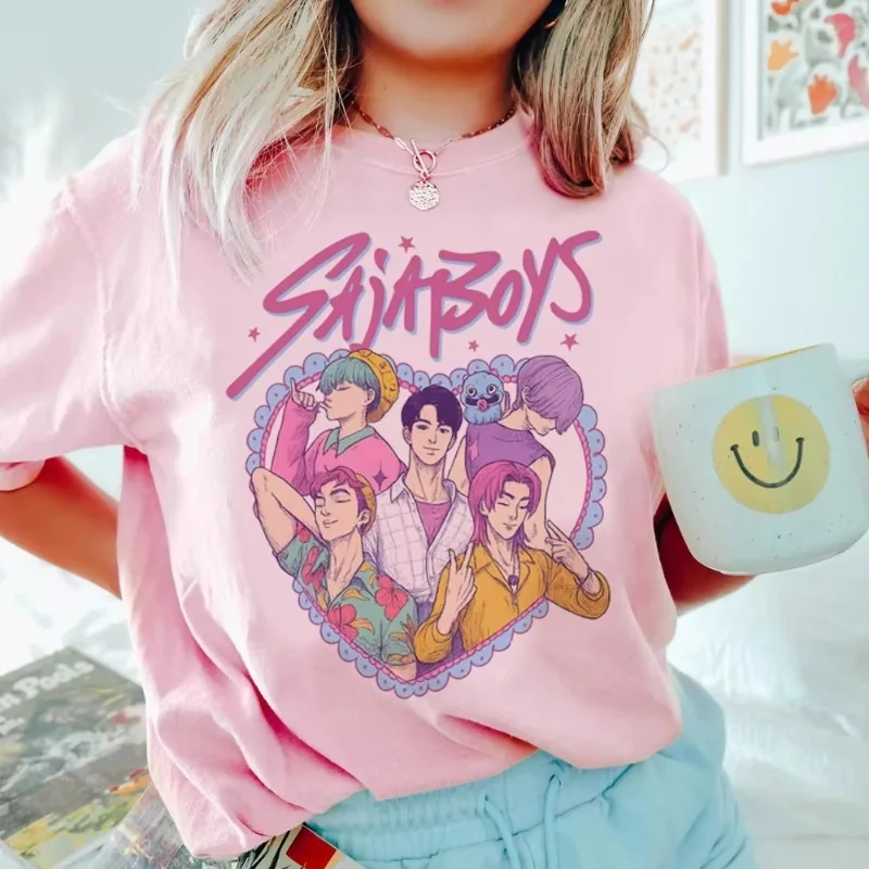 أنيمي KPop شيطان الصيادين قمم تي شيرت للأطفال عارضة فضفاض فتاة الصبي الملابس جولة الرقبة قصيرة الأكمام الشارع نمط تي شيرت #2