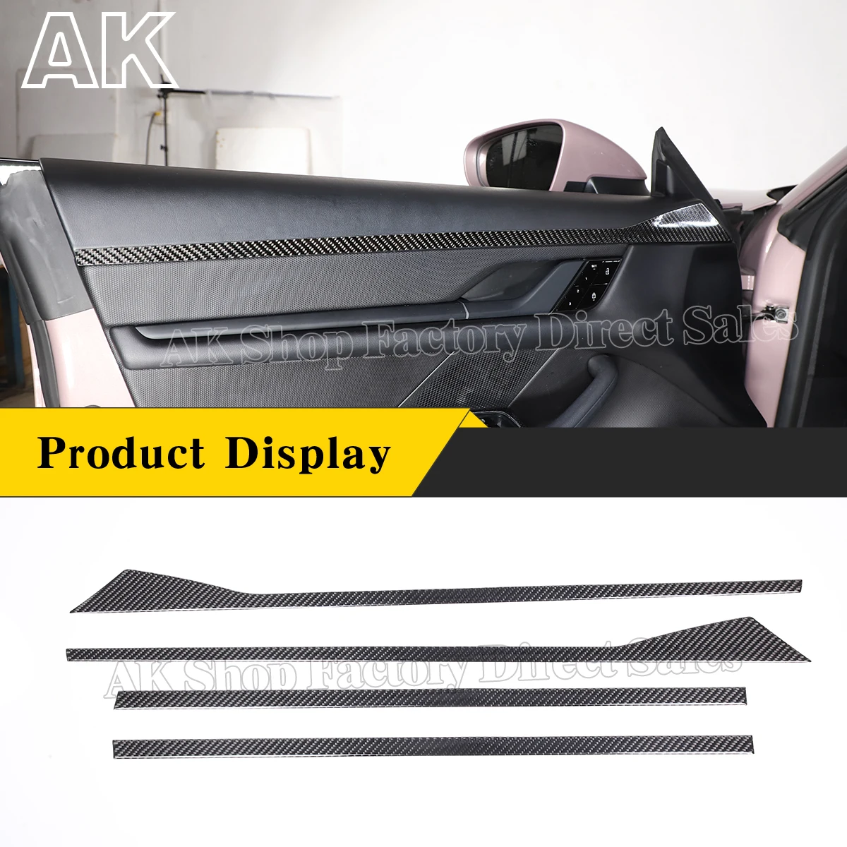 

For Porsche Taycan 2019 2020 2021 2022 Soft Carbon Fibre Car Inner Door Plate Strip Trim Sticker Car Interior Accessories