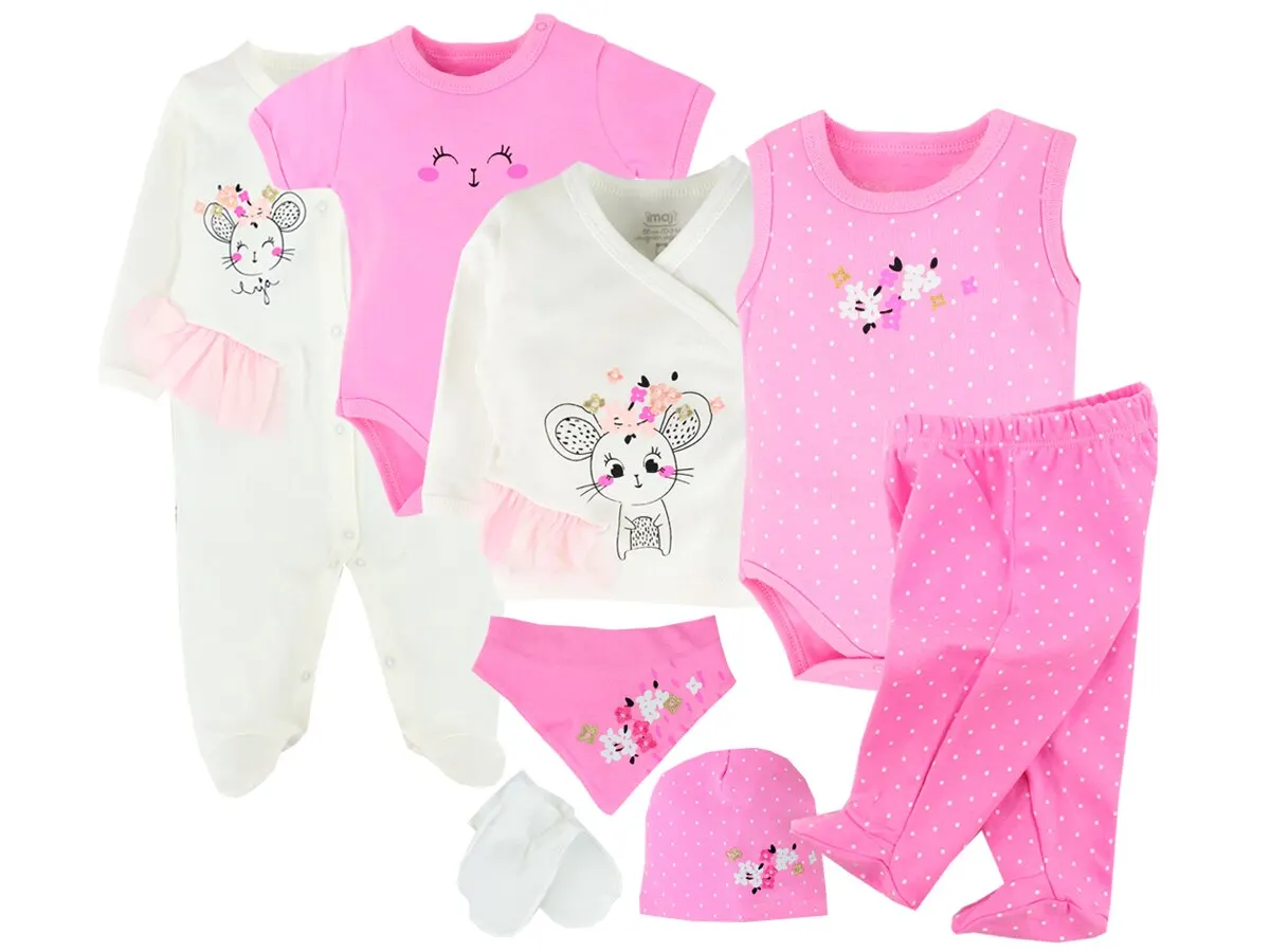 Baby Girl Boy Babies Newborn Clothing 8-pcs Hospital Outlet Custom Fabric Antibacterial Babies Healthy Safe Outfit Sets Dresses