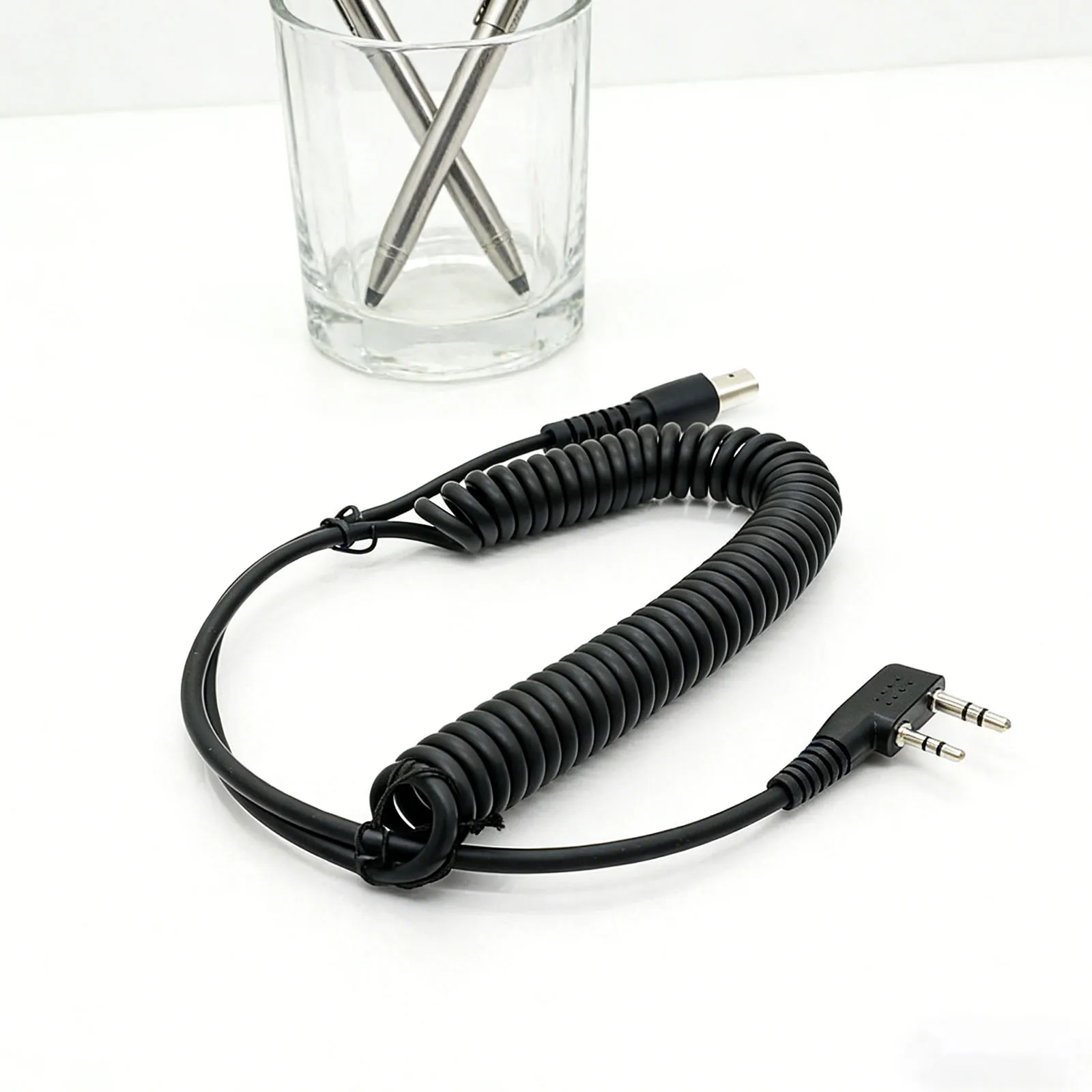 

K-Plug PTT Mic Speaker Spring Cable Handheld Radio Aviation Headset Cable for Kenwood/Baofeng/RH5R/RDH/HYT/Relm