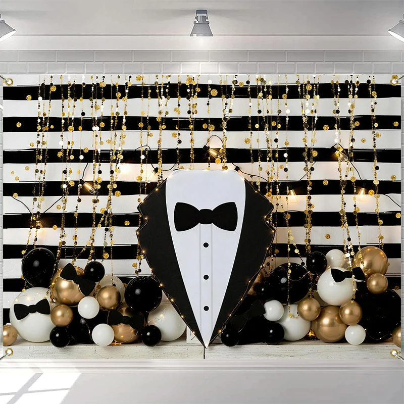 

LS Photography Backdrop Boss Black Suit Bow Decoration Cake Smash Newborn 1st Party Portrait Backgrounds For Photographs