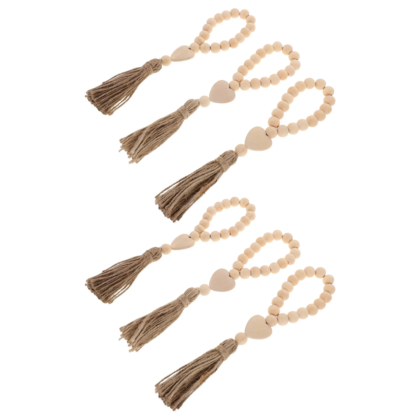 

6pcs Wooden Bead Napkin Rings Tassel Rustic Farmhouse Table Decor For Christmas Wedding Thanksgiving Home Party Elastic Holders