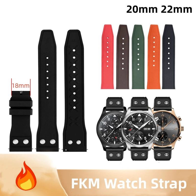 

Premium Grade Fluoro Rubber Watch Strap 20mm 22mm FKM Diving Waterproof Smart Watch Fast Release Bracelet Band for Water Ghost