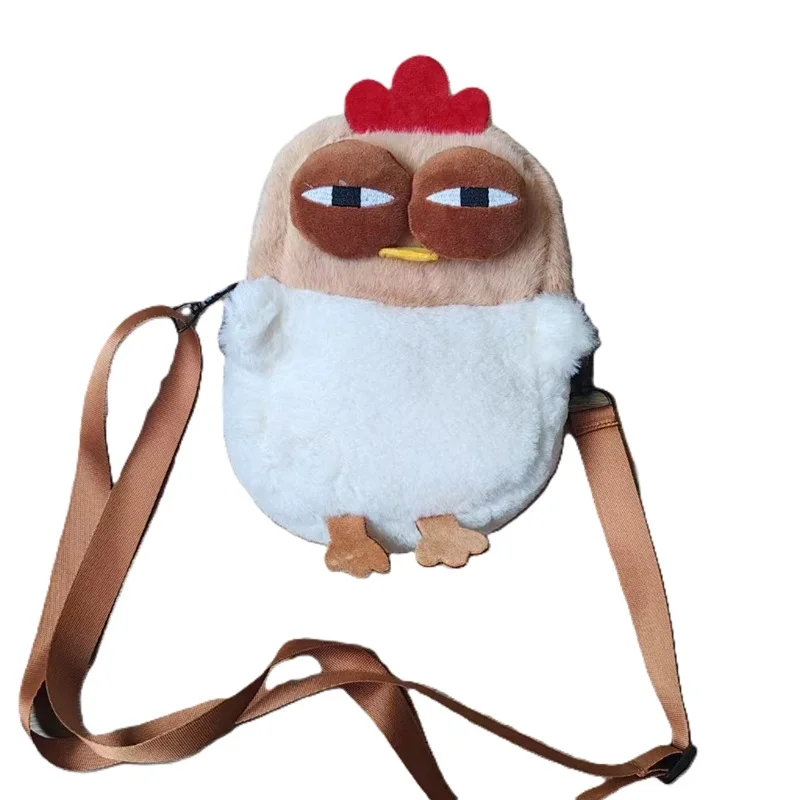 Pelz Huhn Plüsch Tasche Hässliche Henne Form Handtasche Lustige Kawaii Huhn Anhänger Schlüsselanhänger Puppe Satchel Geldbörse für Frauen Geburtstagsgeschenke – Detail 7