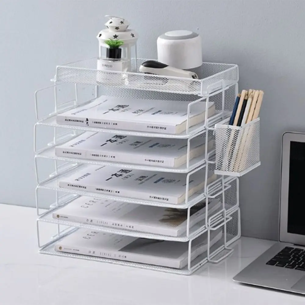 

Single Layer File Storage Rack Stackable Space Saving Desktop Document Shelf Durable a4 Magazine Holder Newspaper