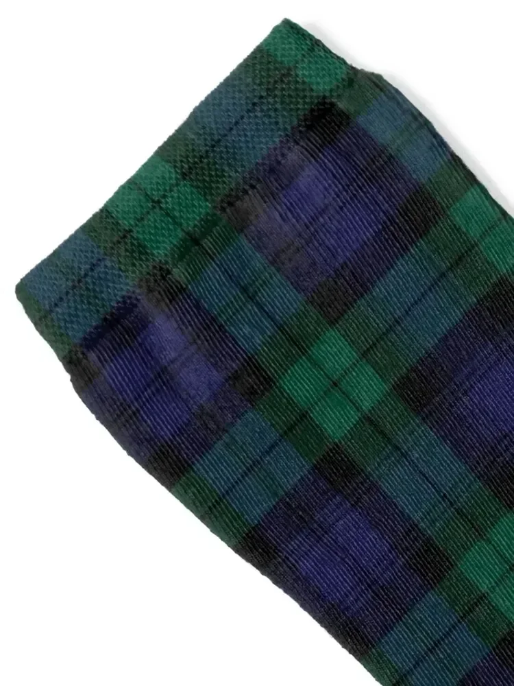 Blackwatch Tartan Modern Cute Blue and Green Plaid Socks designer brand bright garter hiking Male Socks Women's