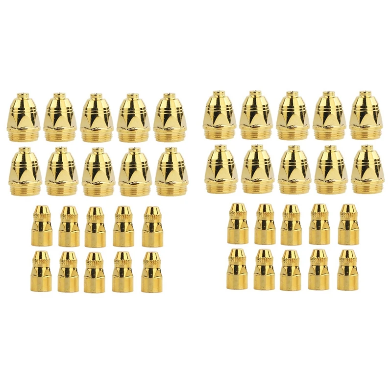 GTBL 20 Sets/Lot P80 Air Plasma Consumables Golden CNC Cutting Machine Plasma Cutter Nozzle Hafnium Electrode 1.3Mm