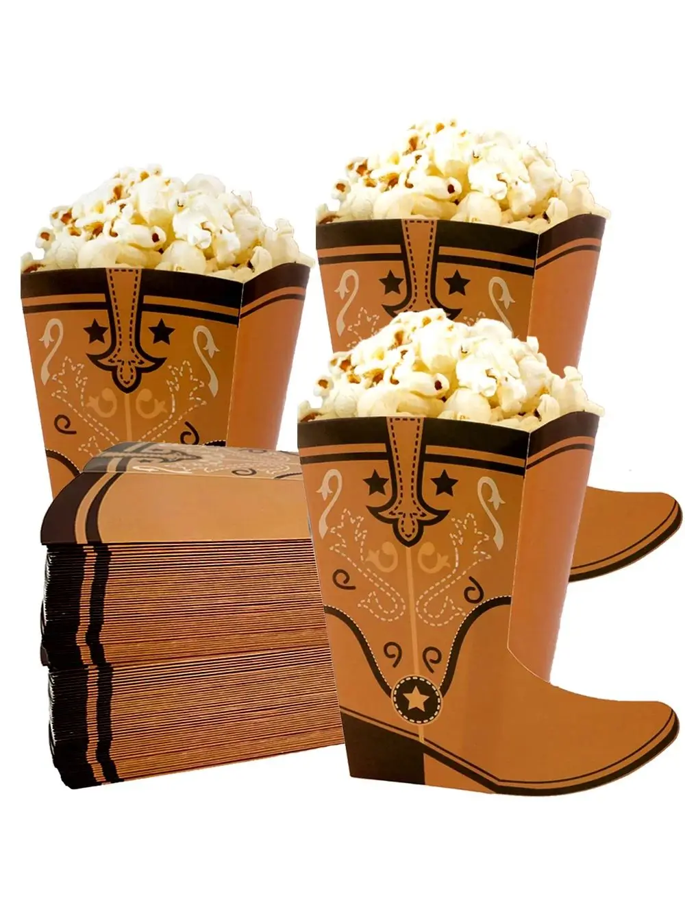 Boîtes à pop-corn occidentales thème Cowboy occidental, 6/12/18/24/30/48 pièces, bottes de Cowboy rétro, fournitures de décoration pour fête d'anniversaire