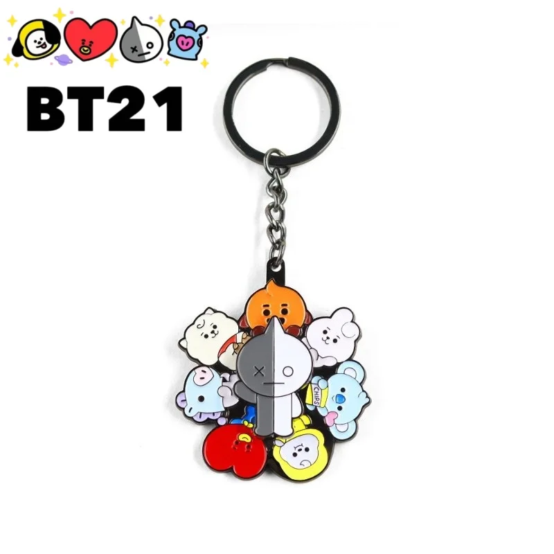 

Cool BT21 cute creative cartoon pattern peripheral new personality rotatable zinc alloy keychain fashionable decorative pendant