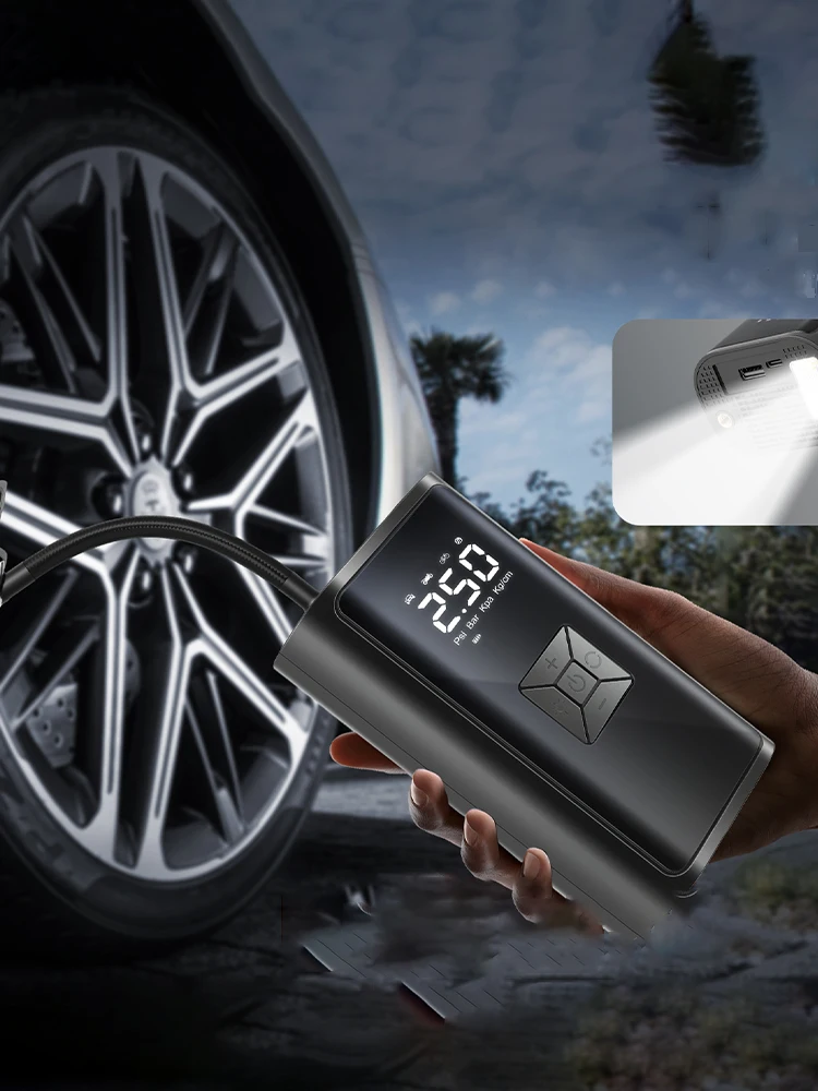AliExpress NONE 150PSI Air Pump Cordless USB Inflator Rechargeable Tire Air Compressor Full-Screen Digital LED Light for Car Motorcycle Bicycle