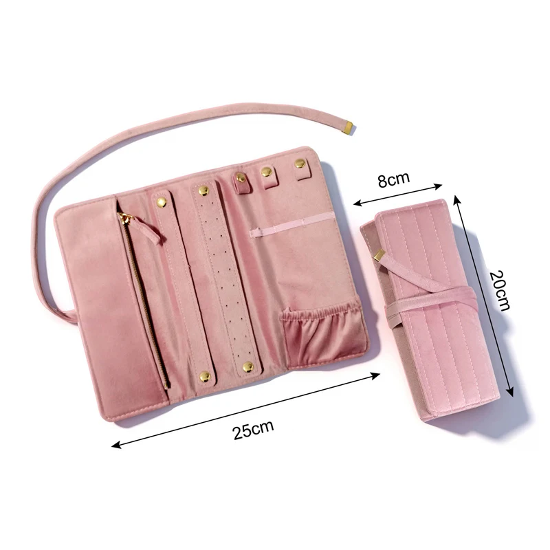 

High-quality Velvet Set Jewelry Roll Bag Multi-Functional Portable Earrings Necklaces Storage Pouch Organizer