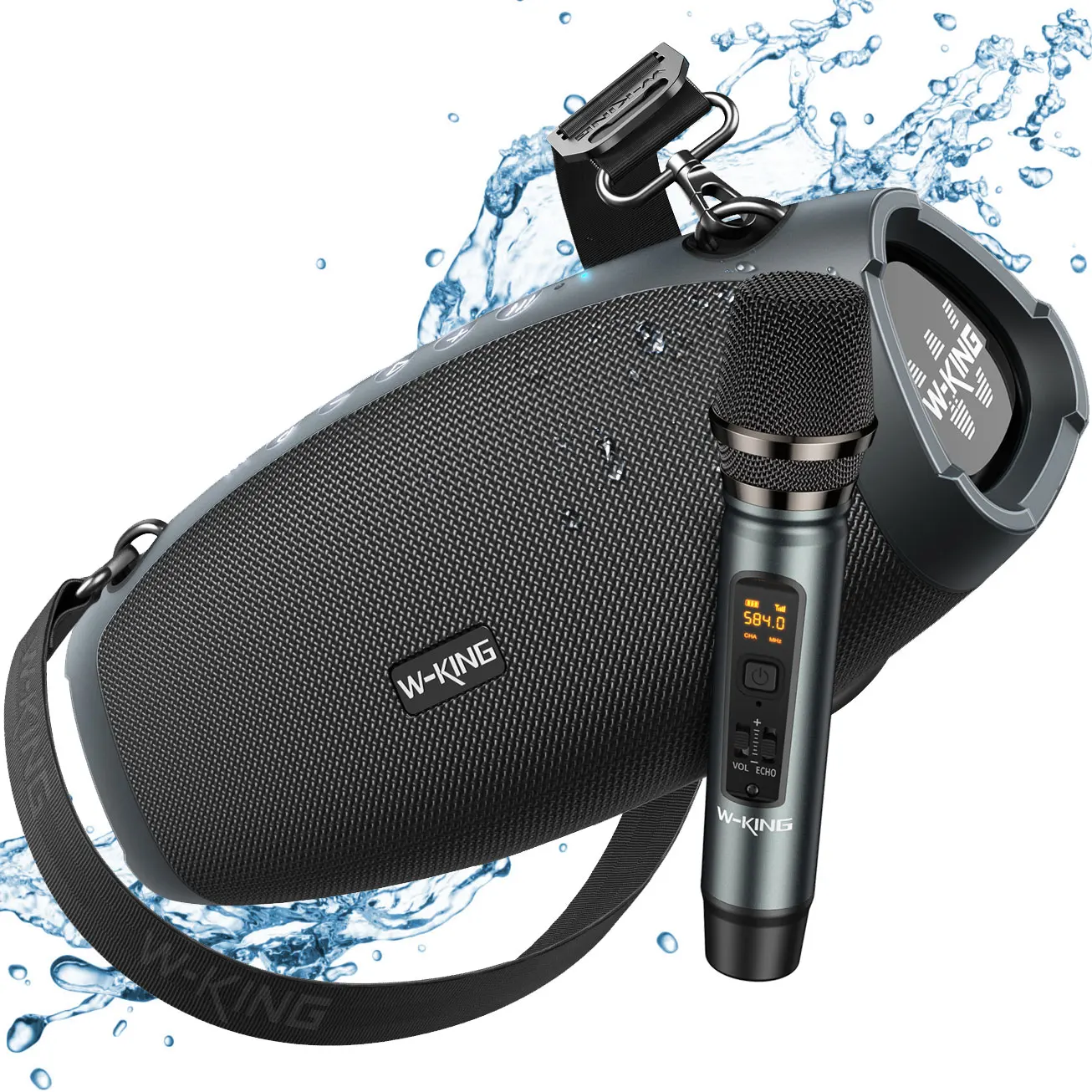 W-KING X10MIC Tragbare Bluetooth-Lautsprecher (120W Spitzenleistung) 70W mit Kabelloser Mikrofon, Wasserdichter Outdoor-Bluetooth-Lautsprecher