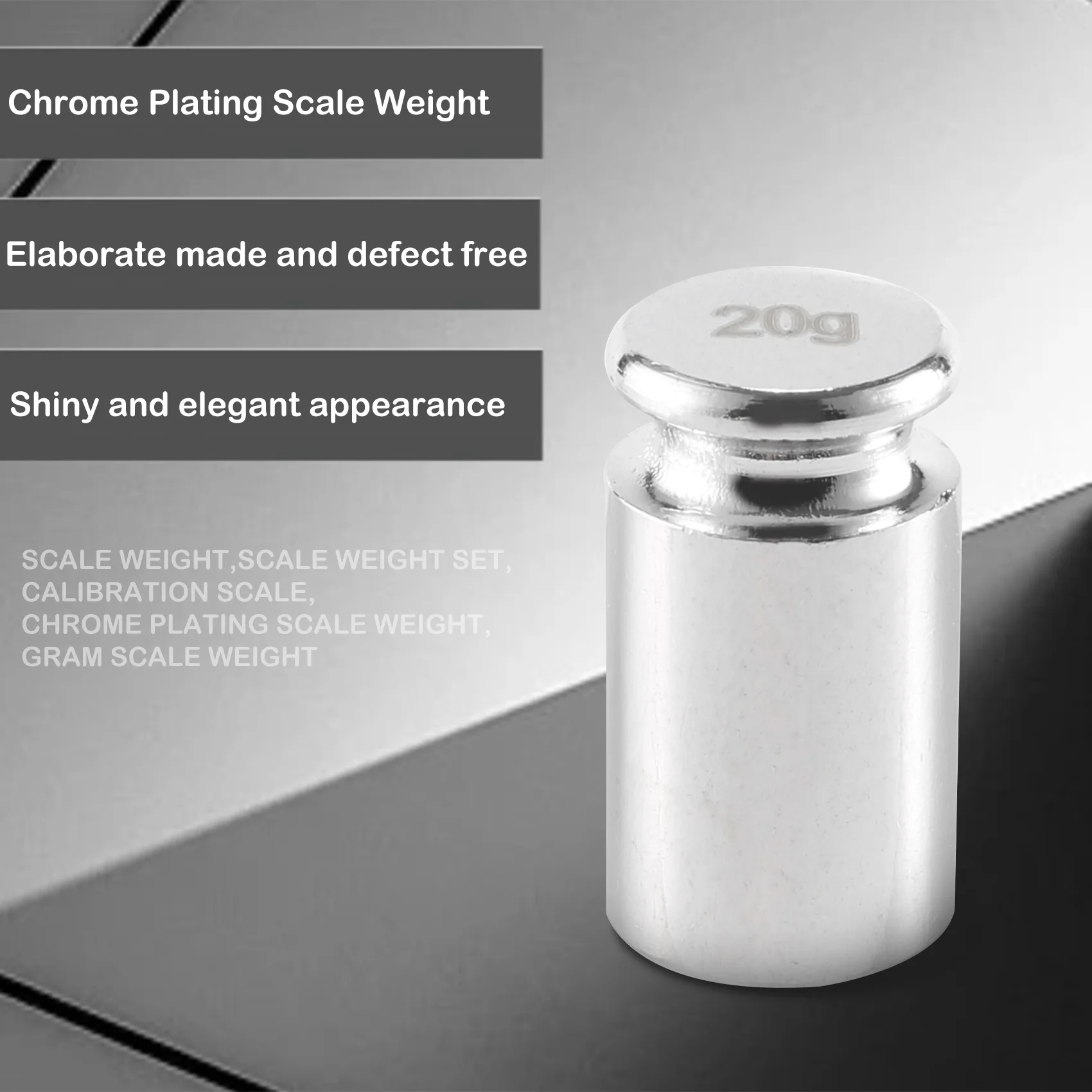 Weight 1g 2g 5g 10g 20g Chrome Plating Calibration Gram Scale Weight Set for Digital Scale Balance Silvery white