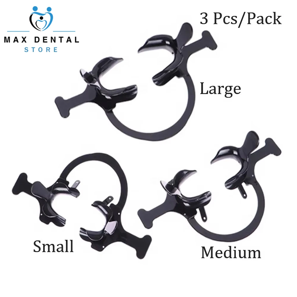 3pcs Dental Cheek Retractor Orthodontic Mouth Opener C Shape Lateral Open Dental Orthodontic Black Tooth Intraoral Lip