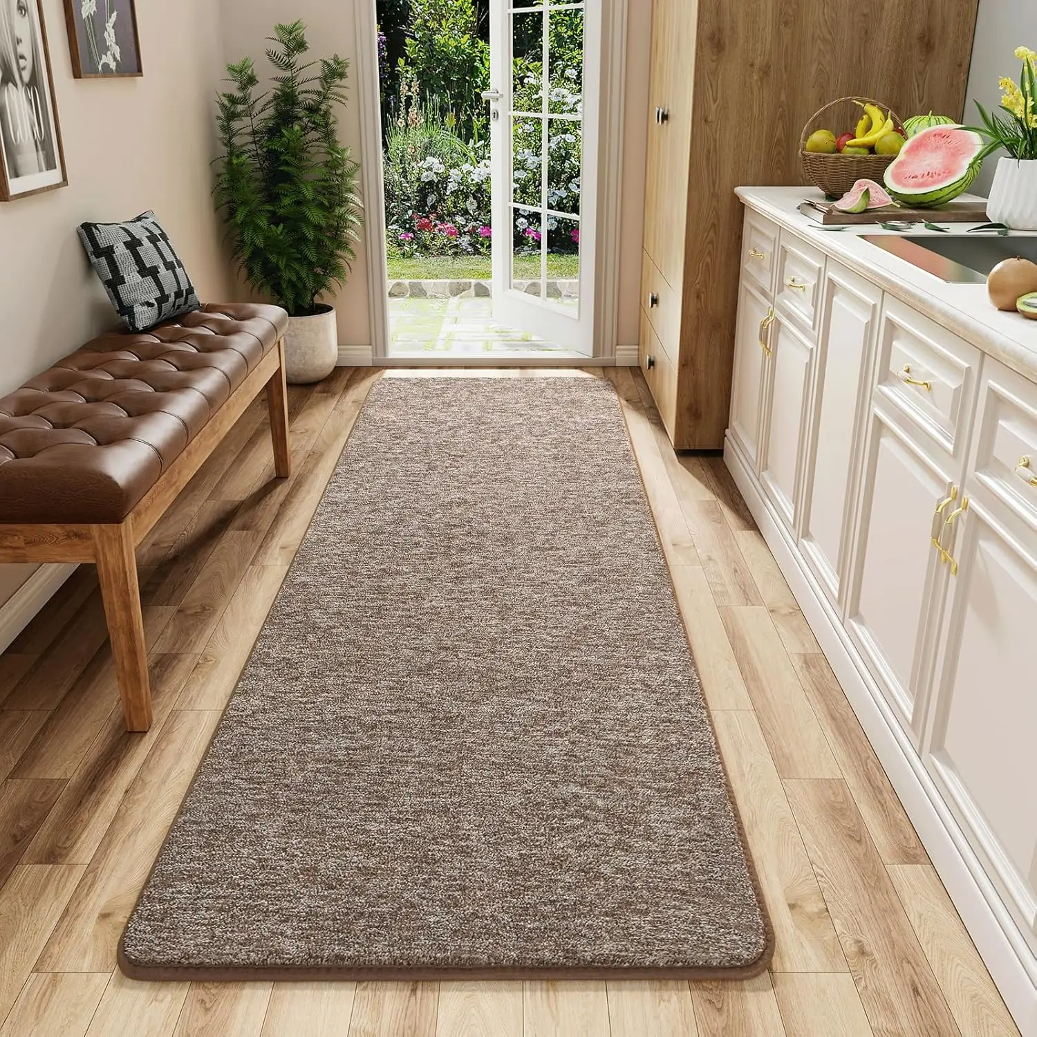 

Washable 2x6 Runner Rug for Hallway, Soft Memory Foam, Non Slip Backing, Kitchen Bathroom Entryway, Matte Brown