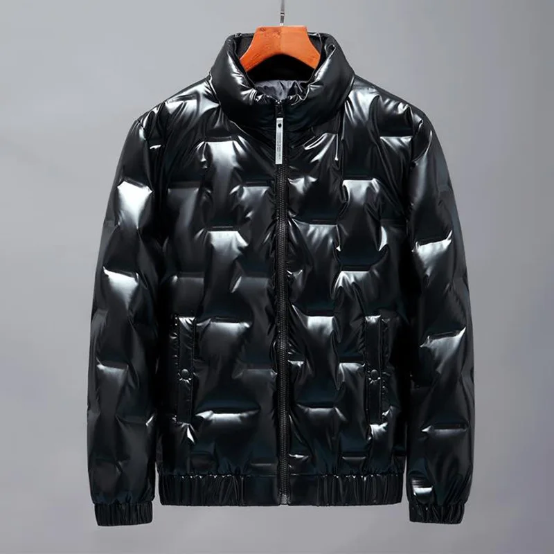 MRMT 2024 Brand New Glossy Down Pure Color Youth Leisure Winter White Duck Down Spot Thickened Zipper Black Down Jacket