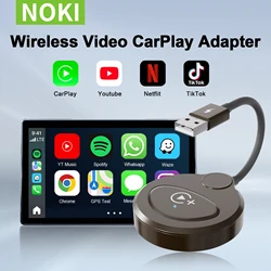 Carplay Wireless Adapter with Youtube/Netflix/Tiktok, Wireless Carplay USB Dongle for Factory Wired Carplay to Wireless