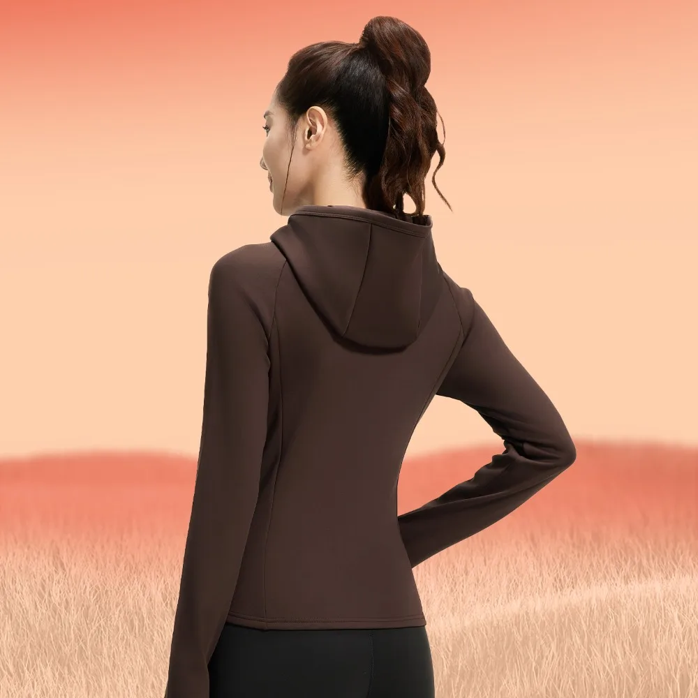 

Уютная флисовая куртка с капюшоном — женская приталенная молния с отделкой талии для йоги, отдыха и холодной погоды | Осень-зима Основы