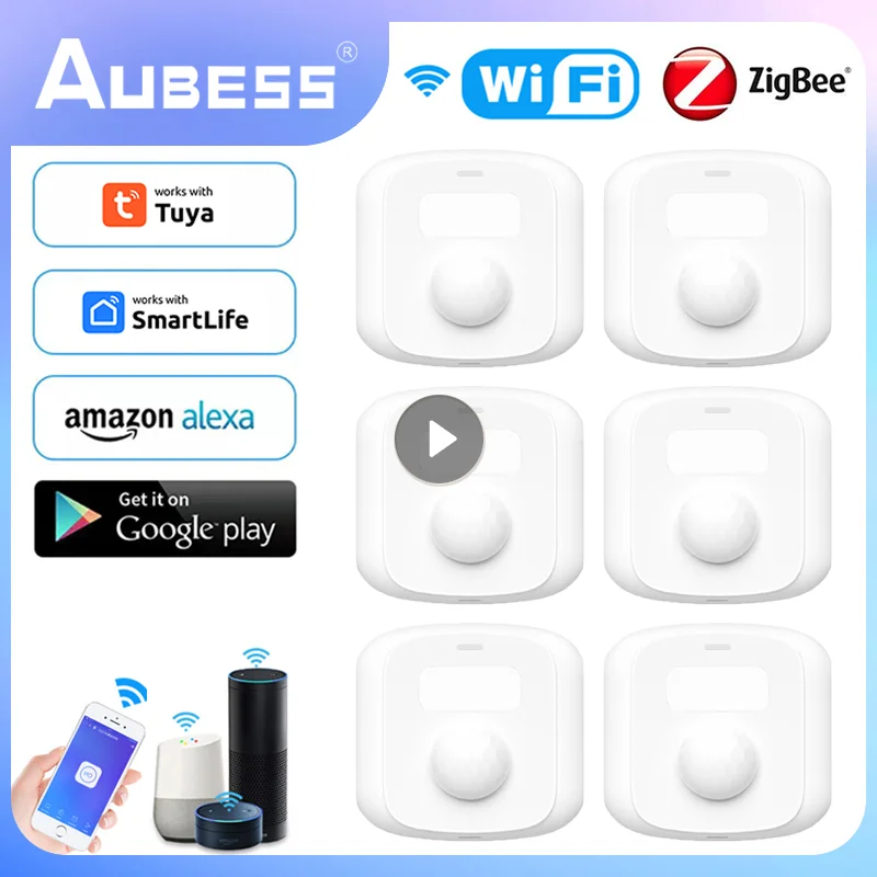 Tuya Zigbee Wifi Mini PIR czujnik ruchu Smartlife kontrola aplikacji wykrywacz ruchu człowieka z funkcją przełącznika sceny z czujnikiem światła