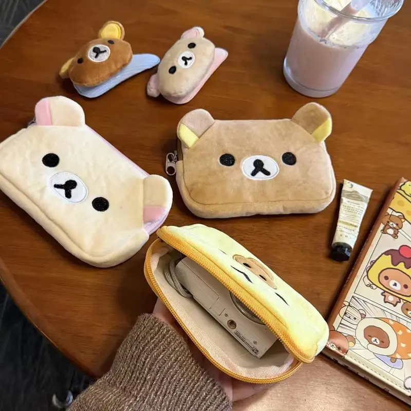 Niedliche Rilakkuma Anime Münzbörse Cartoon Make-up Organizer Aufbewahrungstasche Kawaii Bär Plüsch-Tasche Kosmetiktaschen Mädchen Spielzeug Geschenke