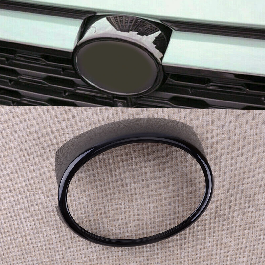 

Car Glossy Black Front Logo Emblem Grille Cover Trim Frame Fit for Toyota RAV4 2022 2021 2020 2019 New