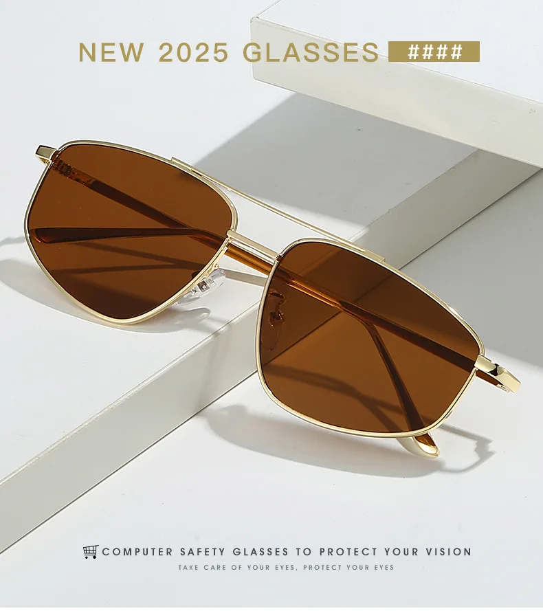 Männer Sonnenbrille Metall Rahmen Quadrat Sonnenbrille Pilot Punk frauen Gläser UV400 Outdoor Fahren Angeln Augenschutz Sonnenbrille – Detail 3