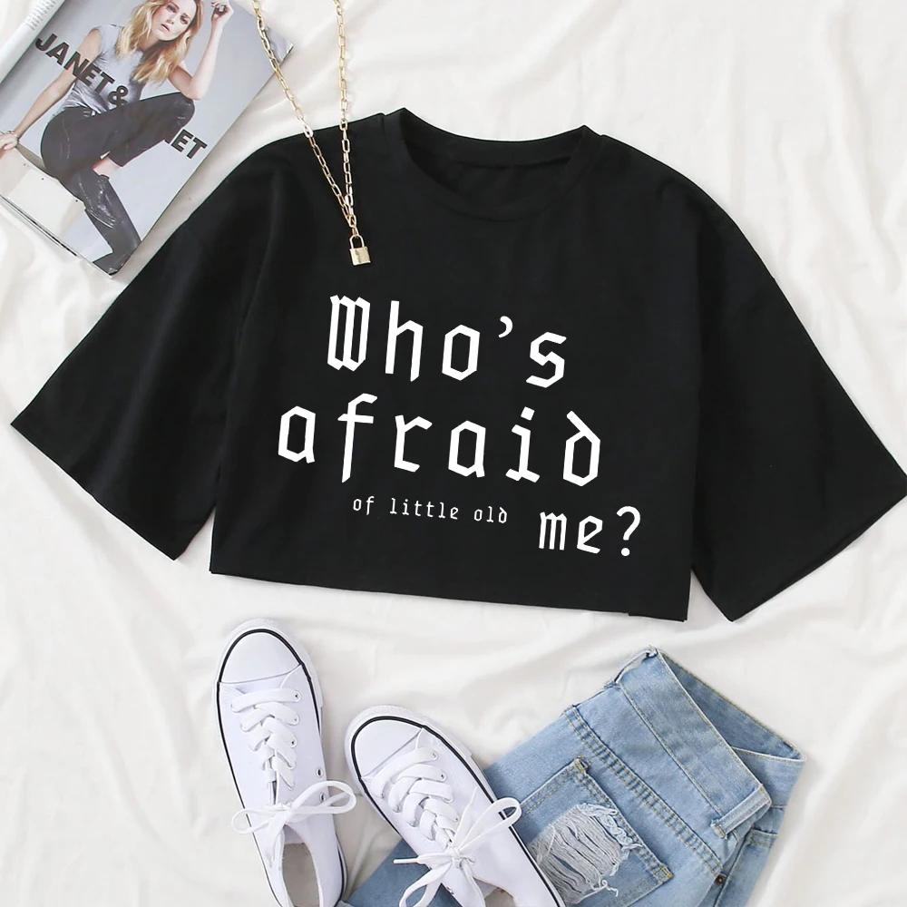 

Who's Afraid of Little Me TTPD Shirt Girls O-Neck Casual Women Crop Shirts for Fan Gift Tops