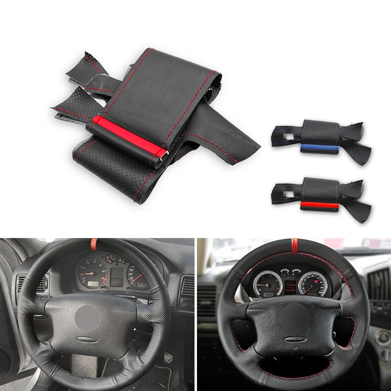 Hand Stitched Leather Steering Wheel Cover Fit VW Golf MK4 Passat B5 1998‑2004 Auto Interior Decor Trim