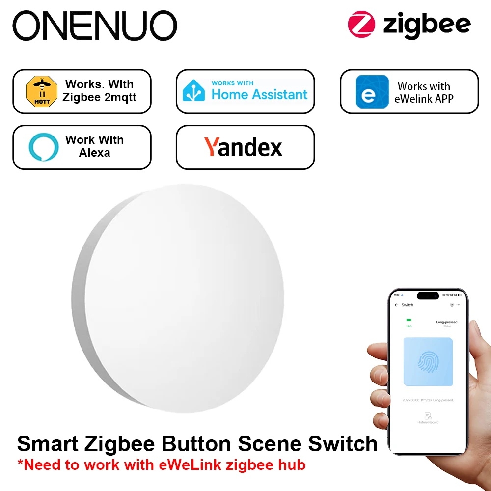 EWelink Zigbee Smart Push Button Wireless Switch Include Battery APP Remote Control Automation Scenario Switch Need eWelink hub