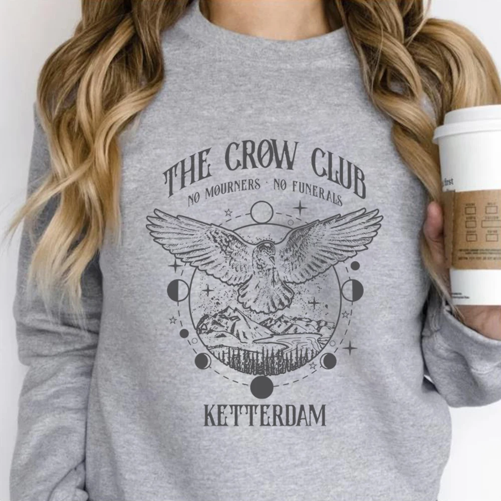 Retro Six of Crows Crewneck Sweatshirt No Mourners Merch Ketterdam Crow Club Shirts Gothic Tee Aesthetic Clothes Book Lover Gift