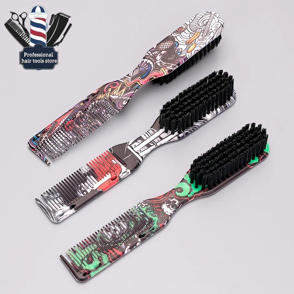 

Comb Printed Pattern Beard Styling Brush Professional Shave Beard Brush Barber Broken Hair Remove Comb for Men Styling Tools