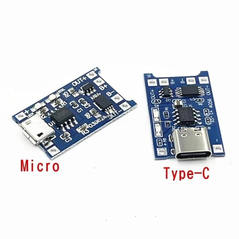 5PCS Charging Protection 2 In 1 Module TYPE-C MicroUSB Interface TP4056 1A Lithium Battery Charging Board