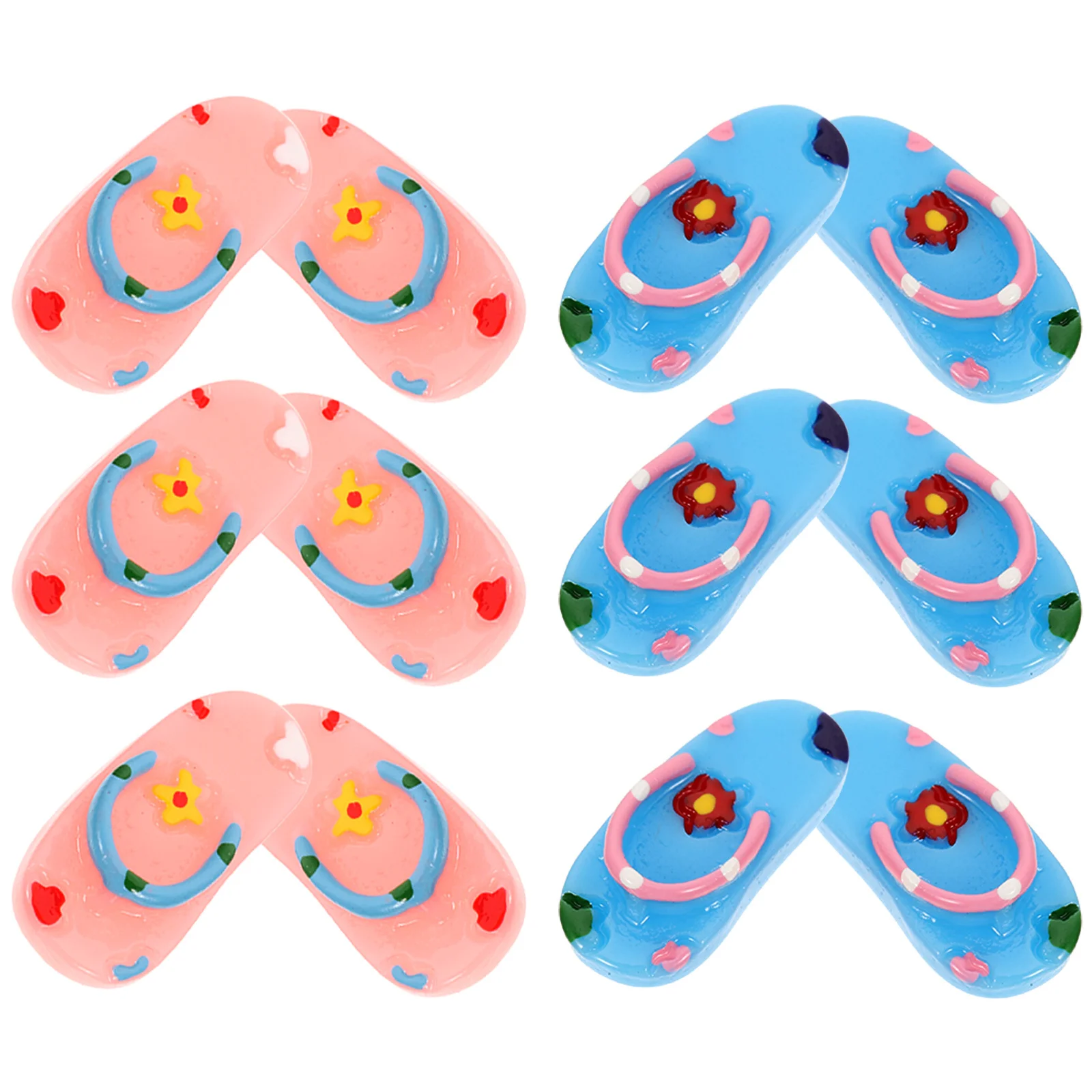 

6Pairs Miniature Beach Slipper Realistic Summer Decoration for Mini House Scene Prop Hawaiian Style Summer Miniature