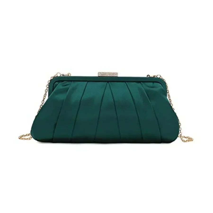 

CHARMING TAILOR Classic Pleated Satin Clutch Bag Diamante Embellished Formal Handbag for Wedding/Prom/-Tie Events