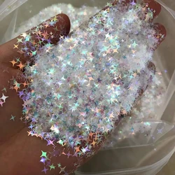 50g 16 Colors Four-Corner Star Sequins Glitter Mixed Laser Nail Art Decoration Crystal Drop Glue Nail Accessories DIY Manicure