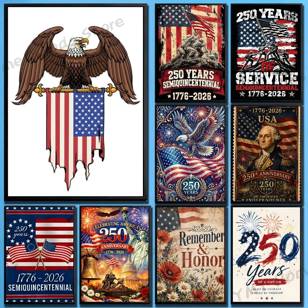 The USA 250th Freedom Independence Poster For Wall Prints for Living Room Bedroom Office Home Decoration Gift