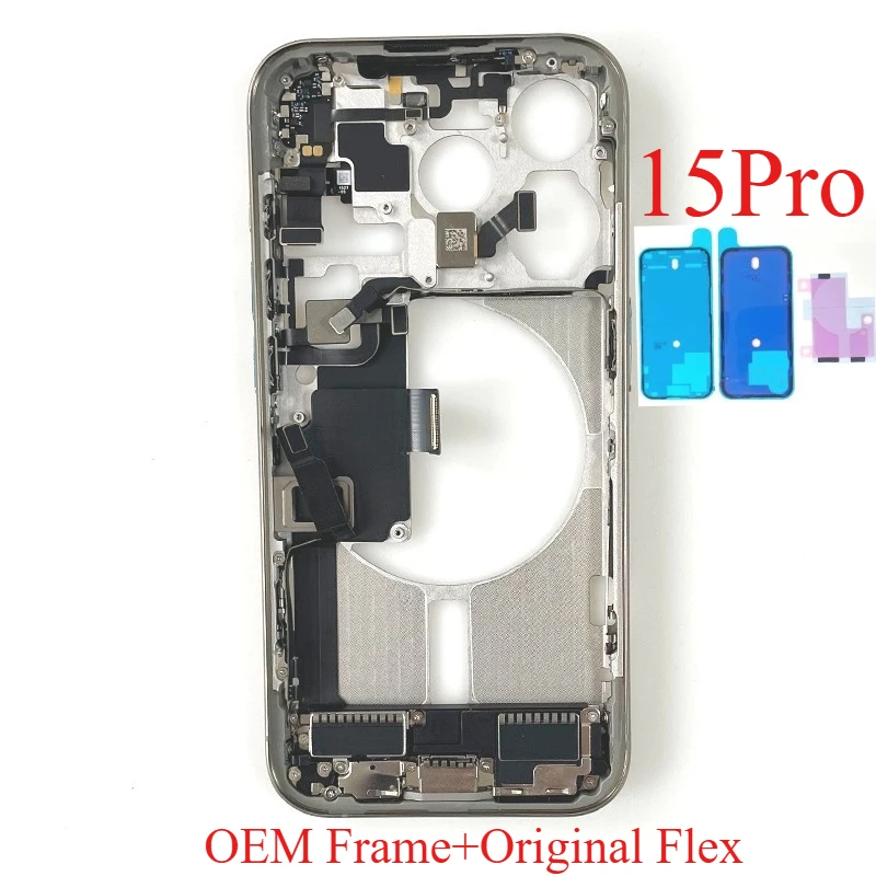 For iPhone 15 Pro Full Housing Middle Frame Bezel With Volume