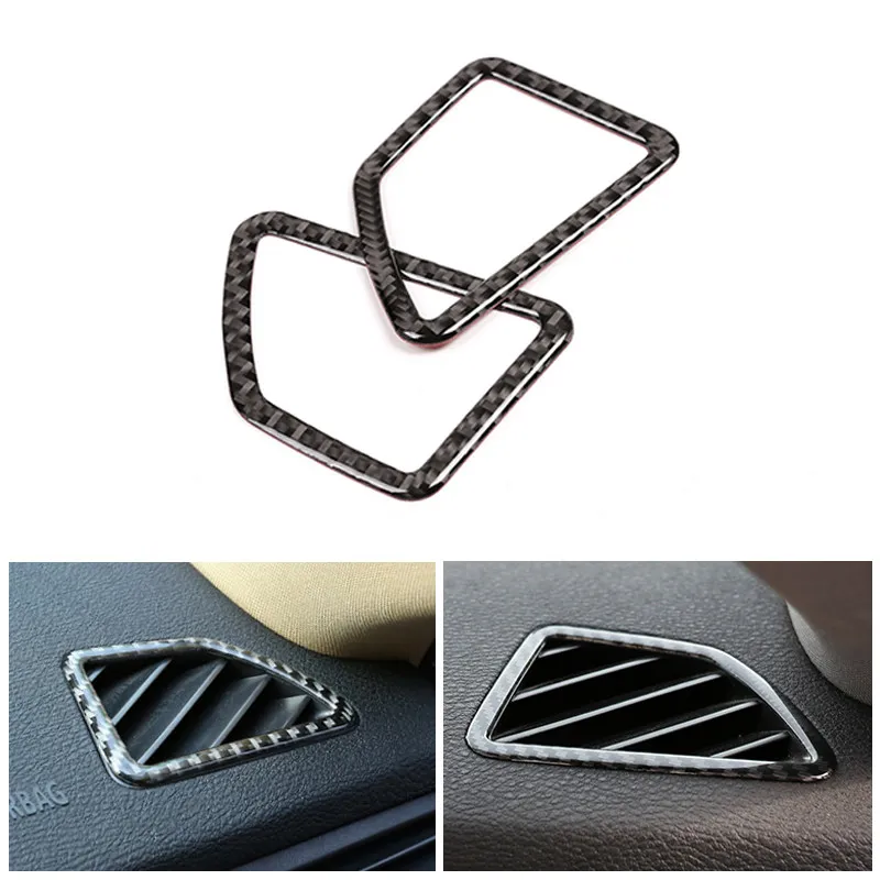 2PCS Car Styling Real Carbon Fiber Air Condition Vent Outlet Cover Trim For BMW X5 X6 E70 E71 2008 2009 2010 2011 2012 2013 LHD