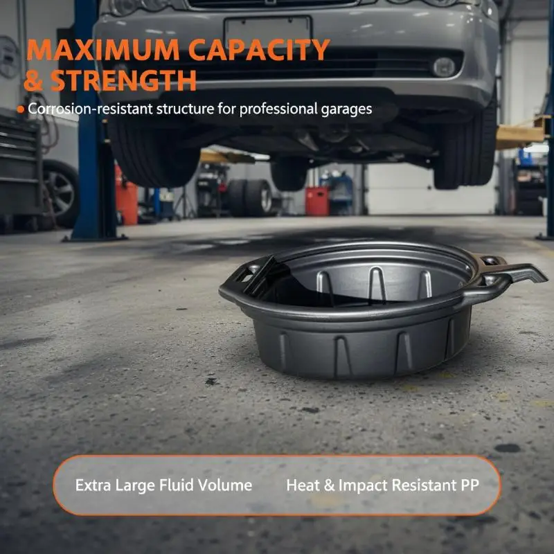 Engine Oil Drain Pan Durable Waste Oil Collector Large Capacity for Car Fluid Change Home DIY Auto Repair Tool