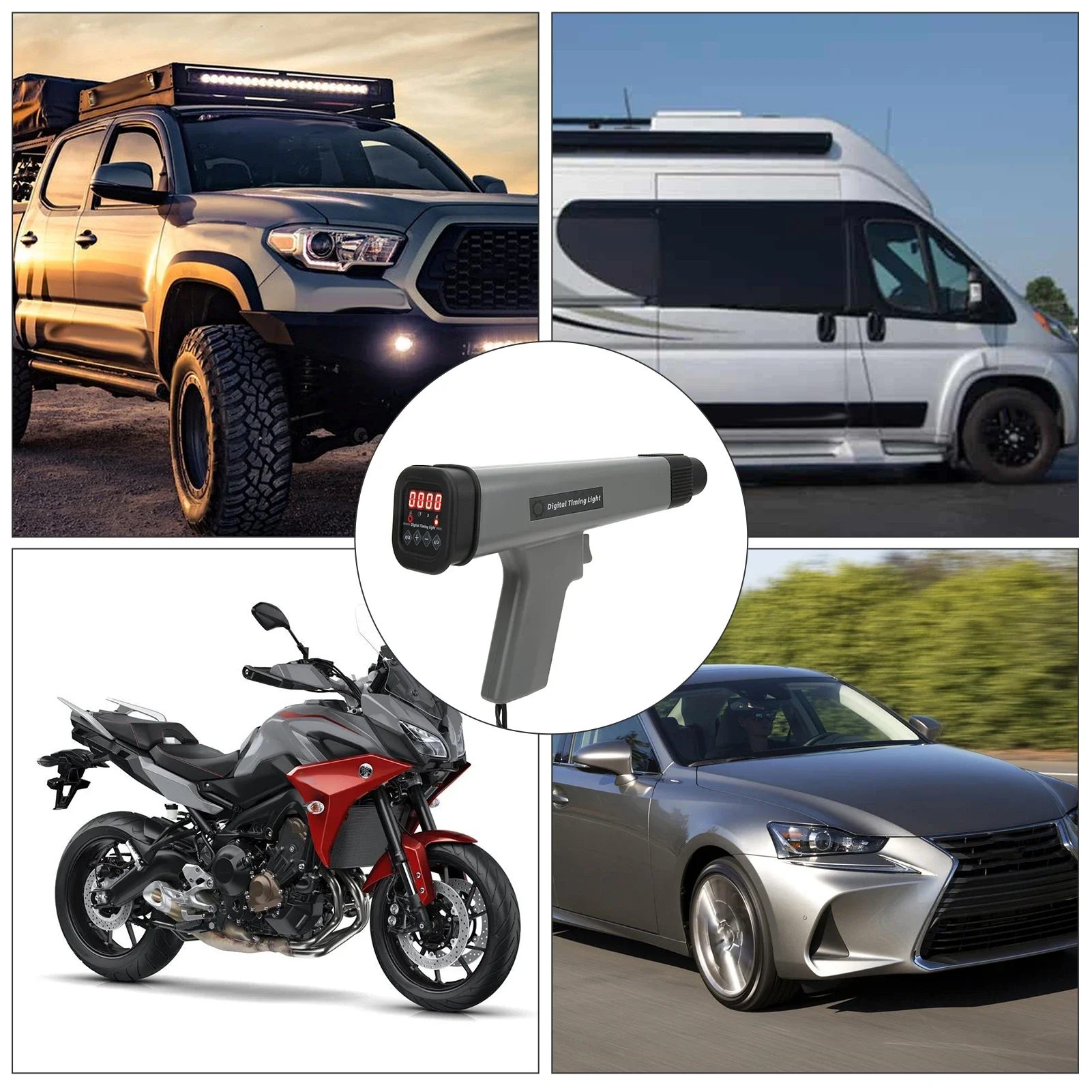 디지털 엔진 타이밍 라이트 유도 스트로브 타이밍 라이트 12V 점화 타이밍 라이트 자동차 오토바이 해양 타이밍 라이트