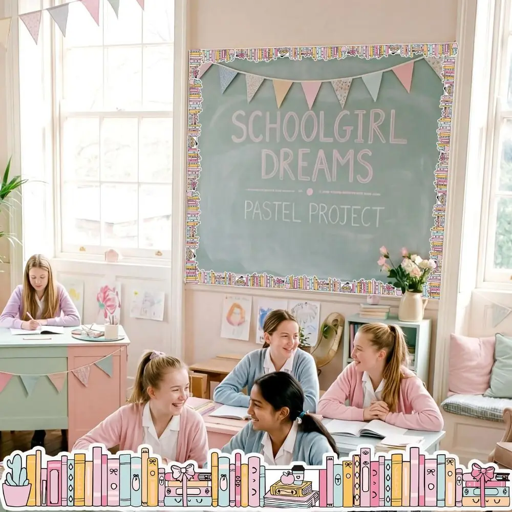 Self Adhesive Bulletin Board Border Sticker Cartoon Pattern Cuttable Wall Decor Trim Roll Design 10m/roll