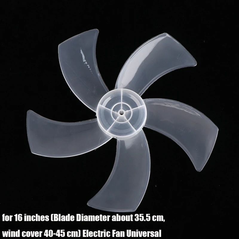 1Pc Large Wind Fan Blade 16 Inch Household Plastic Fan Blade Five Leaves With Nut Cover For Pedestal Fan Table Fan Wall Fan