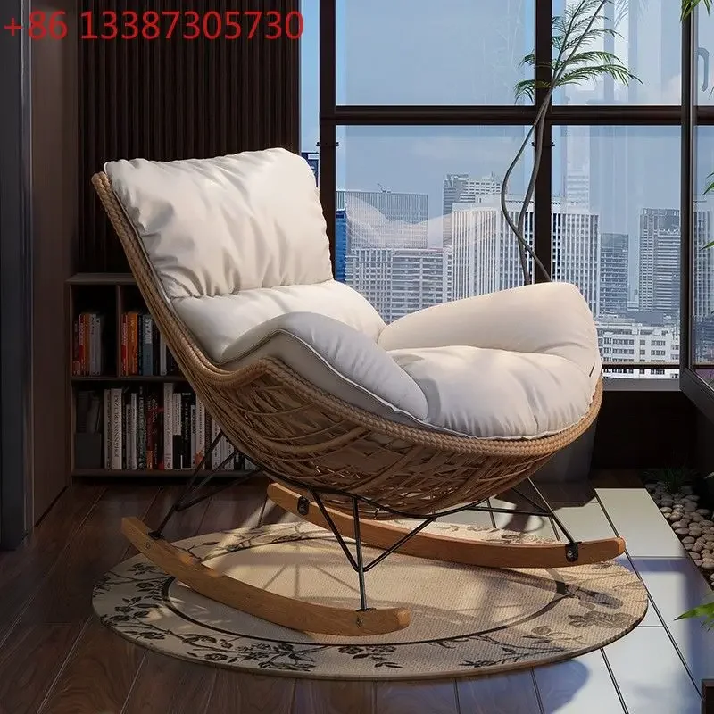 Rocking chair recliner rocking chair enlarged and widened rattan lazy sofa leisure chair