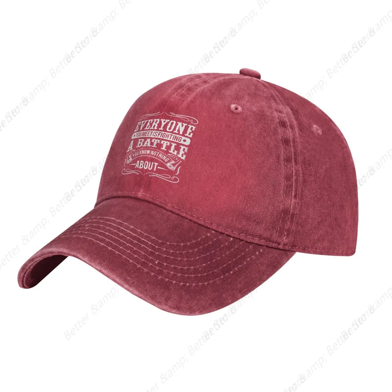 Everyone You Meet is Fighting Baseball Cap for Men Women Hats Cotton Trucker Caps Adjustable Dad Hat Red