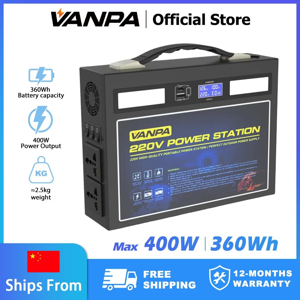 VANPA Portable Generator 200Wh /300Wh Power Station Outdoor Emergency Power Supply with DC / AC Inverter Wireless Output Camping