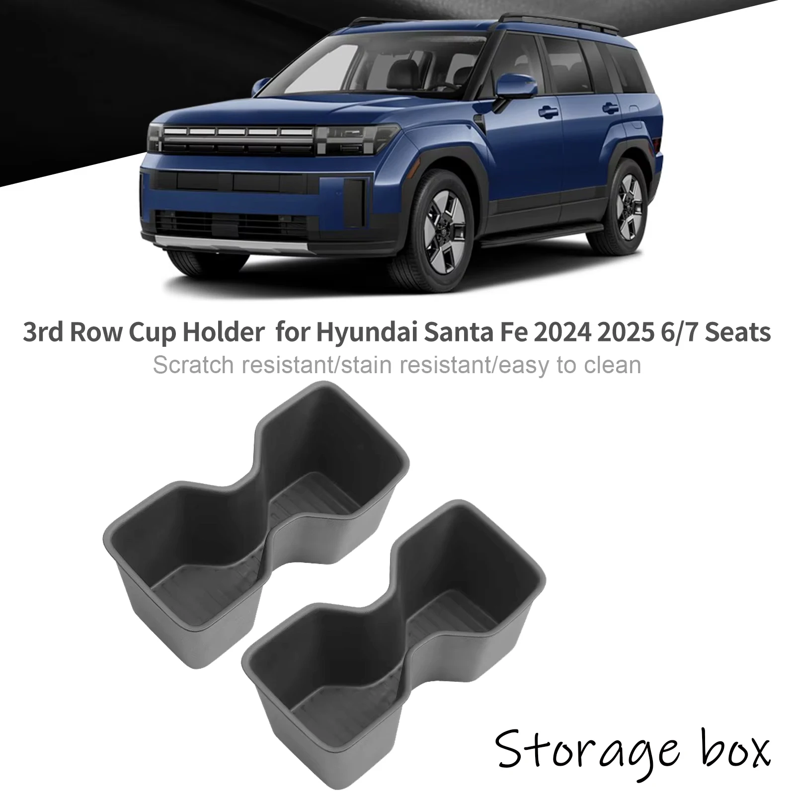 Third Row Door Side Cup Holder Insert Cup Box Shock Absorbing Storage Tray TPE Tidying For Hyundai Santa Fe 6 7 Seats 2024 2025