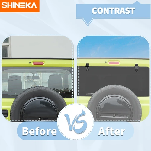 Imagen 2 del producto SHINEKA-cubierta decorativa de bisagra de vidrio para puerta trasera, color negro mate, compatible con Suzuki Jimny 2019 2020 2021 2022 2023 2024 Up, accesorios para coche